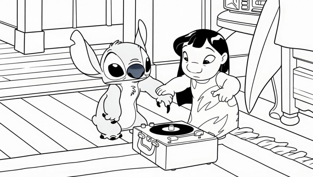Coloriage Lilo et Stitch en musique