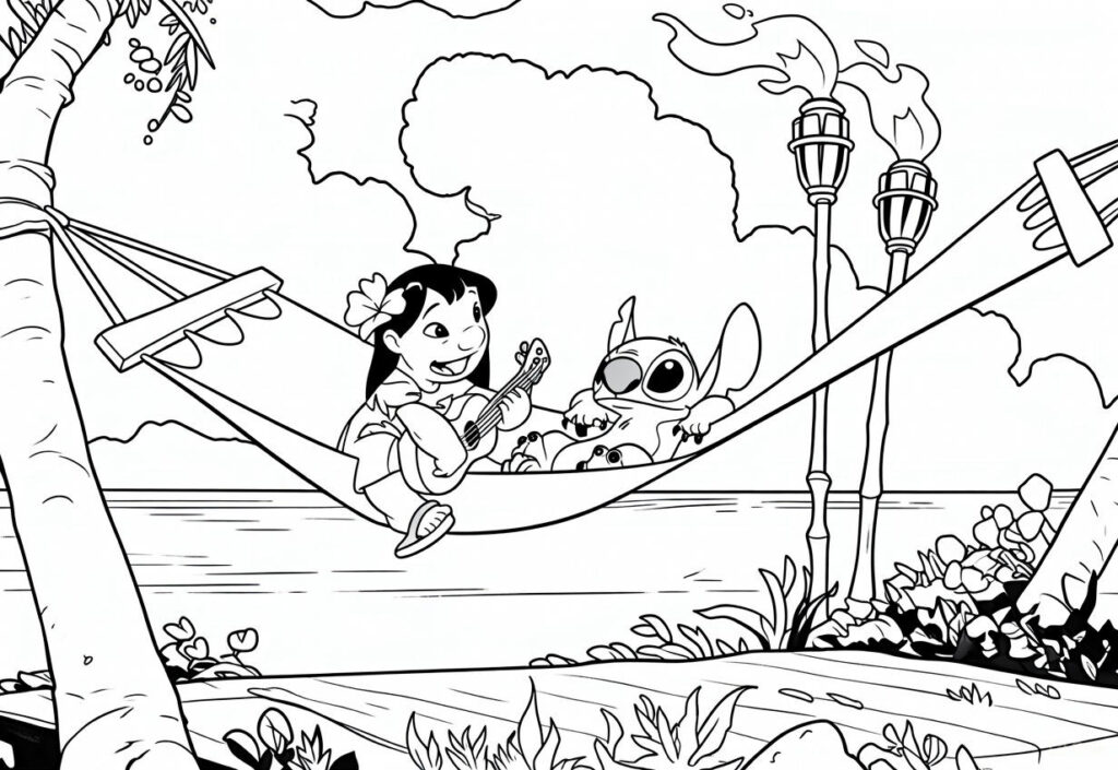 Coloriage Lilo et Stitch à dessiner