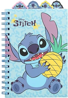 Carnet de notes A5 Lilo & Stitch avec intercalaires, 160 pages pointillées