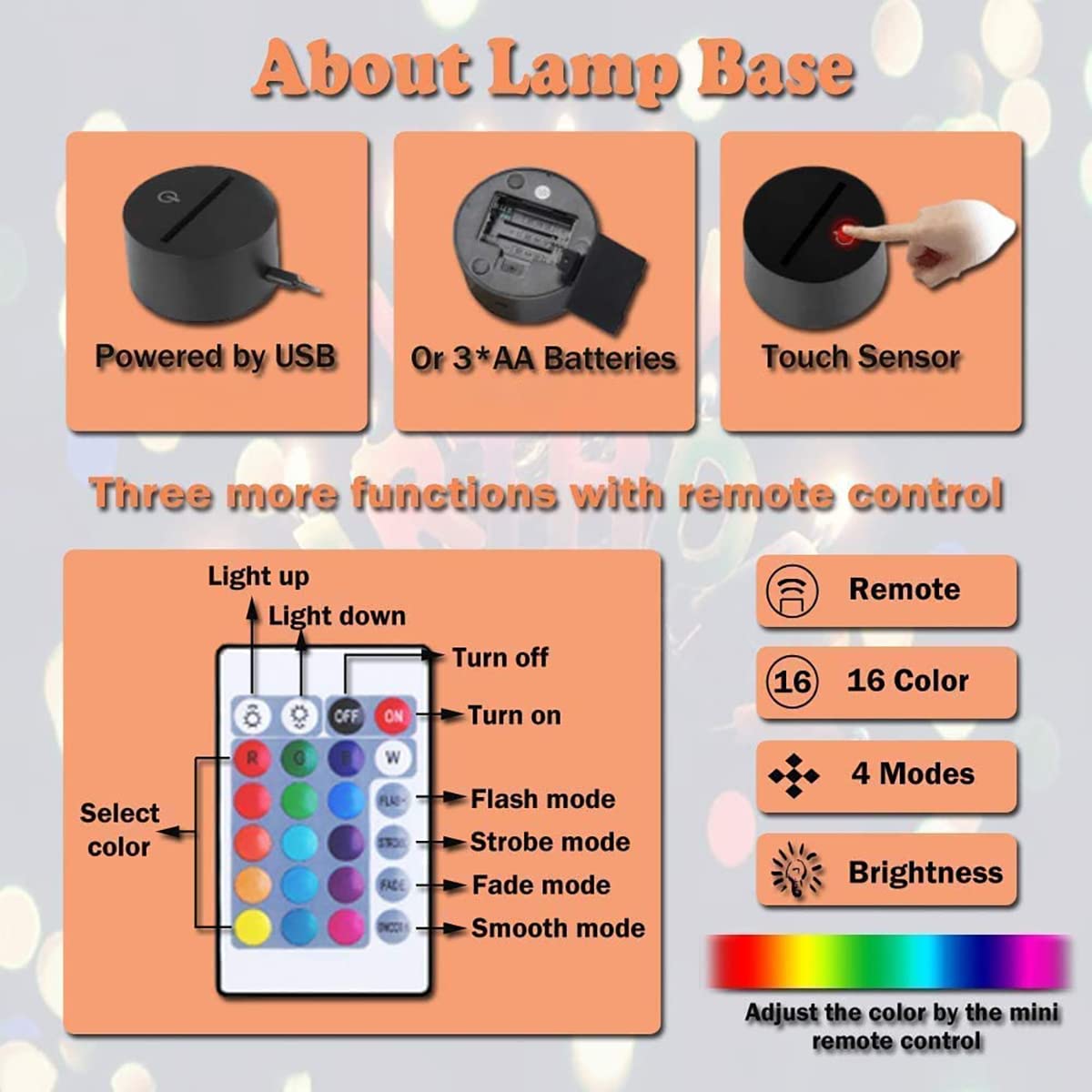 Lampe Stitch 3D LED avec télécommande 16 couleurs – Image 4