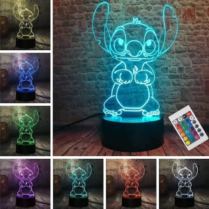 Lampe Stitch 3D LED avec télécommande 16 couleurs