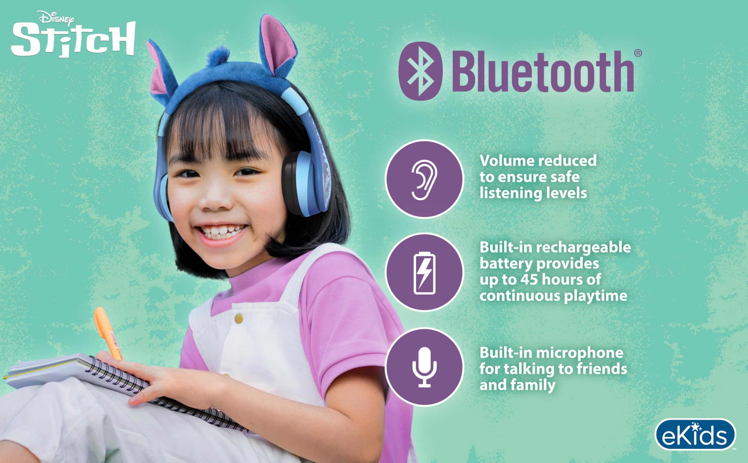 Casque Bluetooth Stitch Enfant avec Microphone – Image 3
