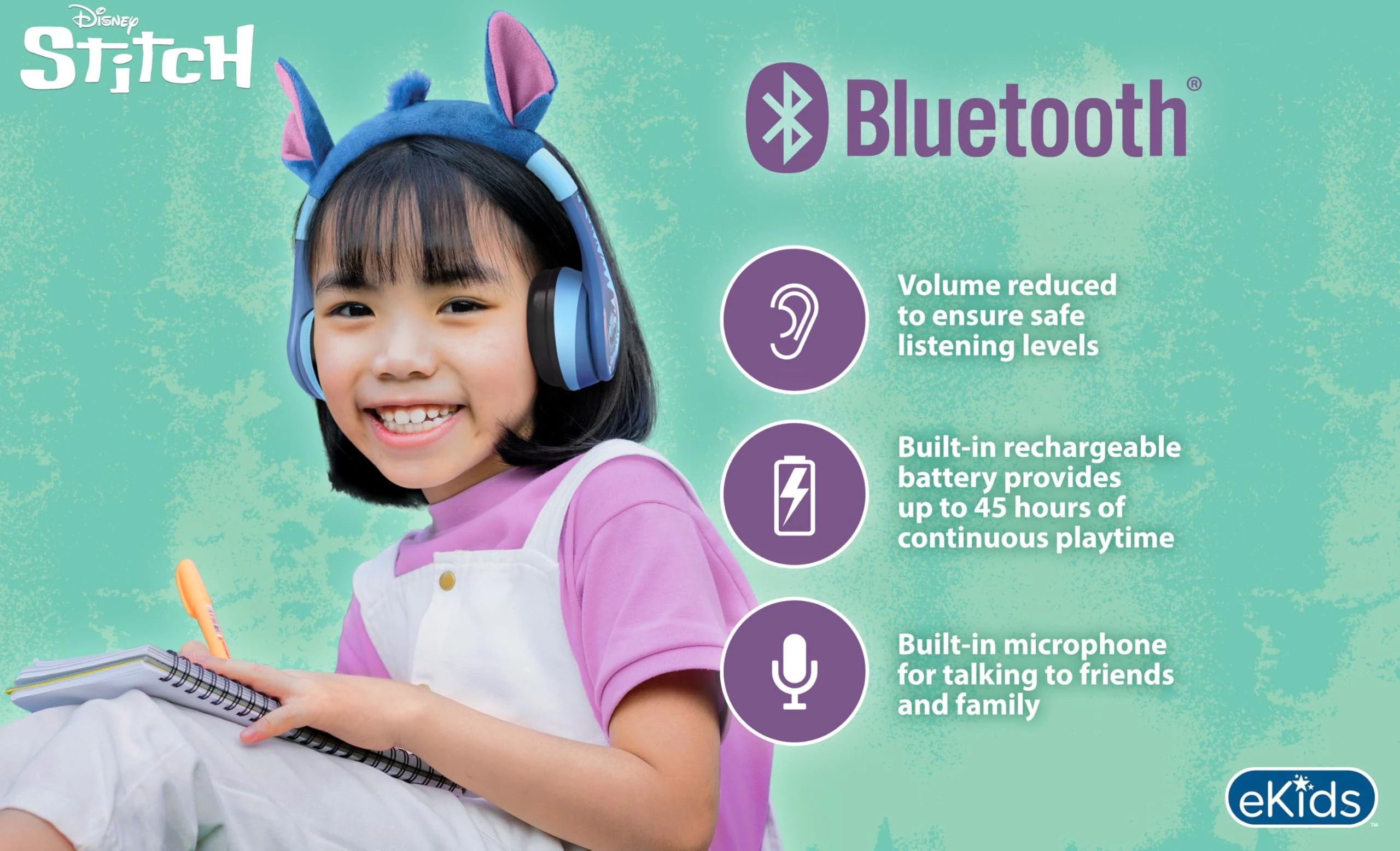 Casque Bluetooth Stitch Enfant avec Microphone – Image 3