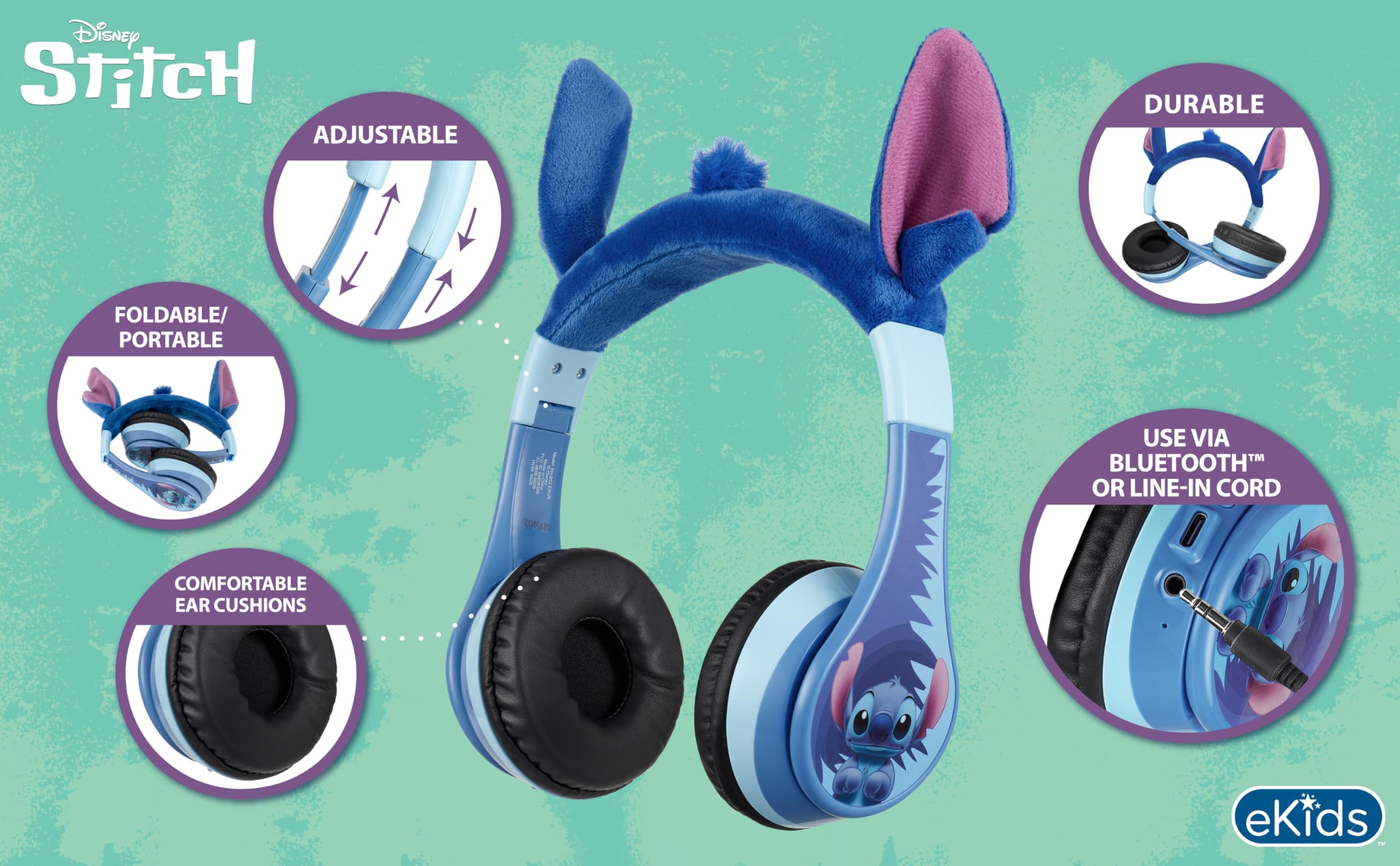 Casque Bluetooth Stitch Enfant avec Microphone – Image 2