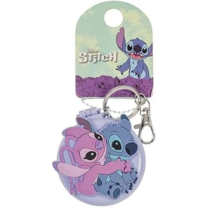 Porte-clés Lilo & Stitch Miroir Compact et Brosse à Cheveux Bleu et Rose