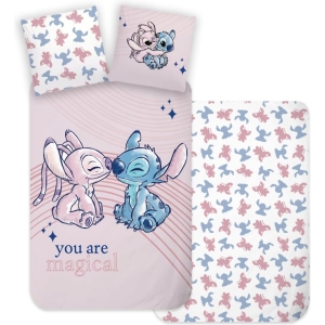 Parure de lit Lilo & Stitch et Angel pour bébé ou junior, coton réversible