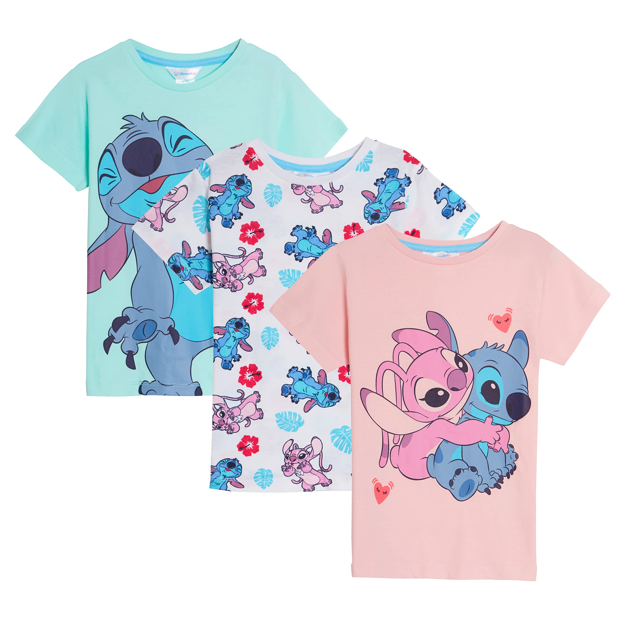 Lot de 3 t-shirts Lilo & Stitch Fille Manches Courtes