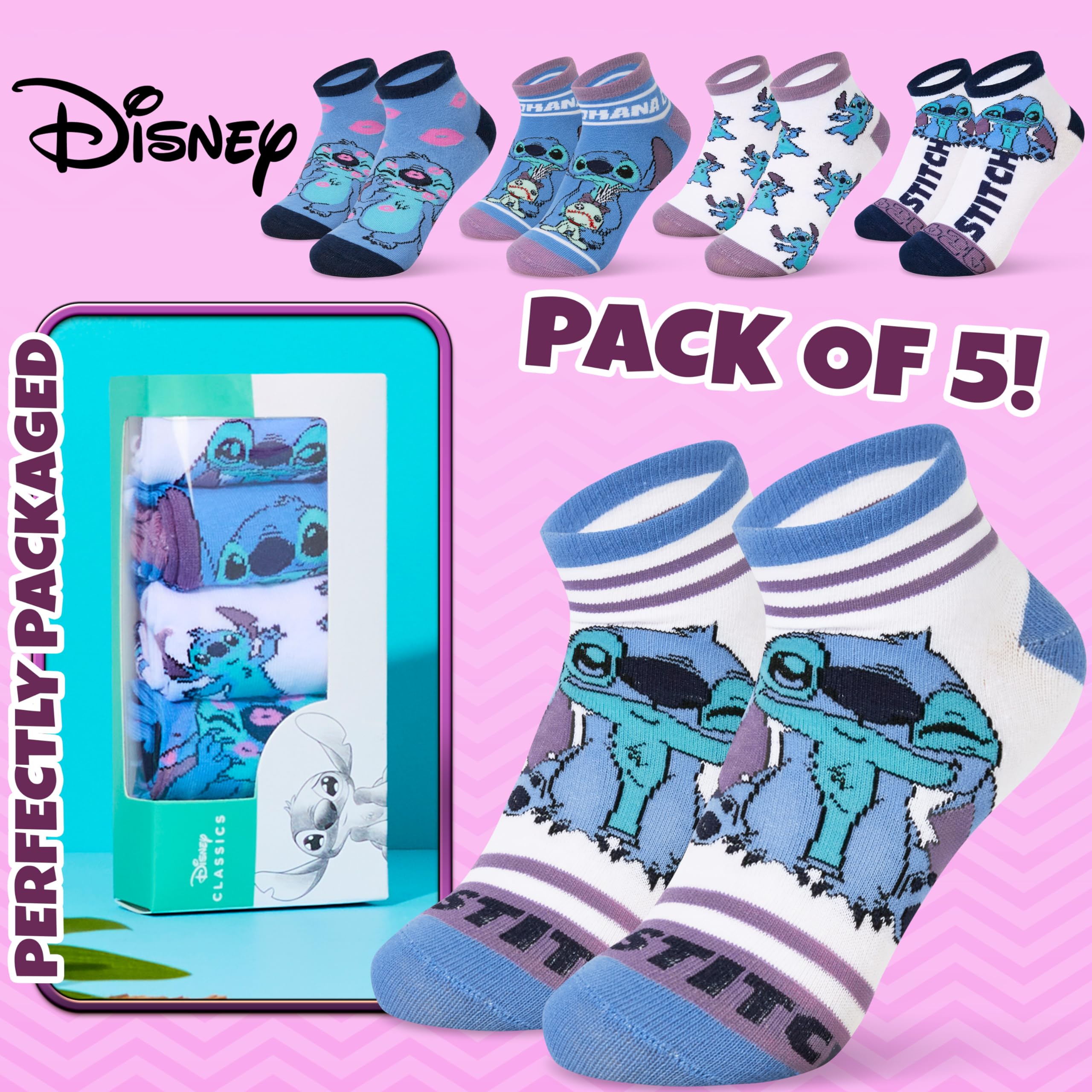 Lot de 5 paires de chaussettes Lilo & Stitch pour femme – Image 6