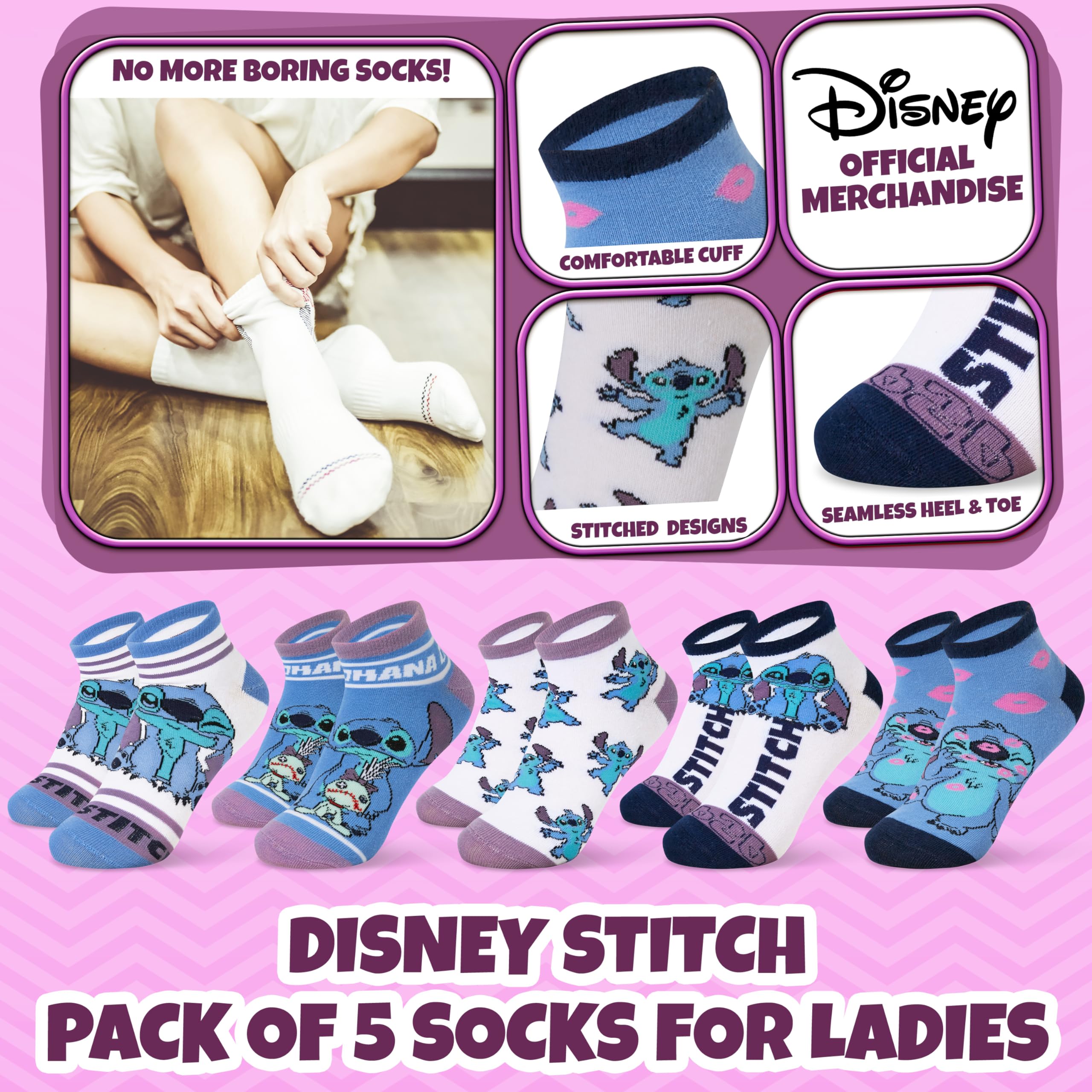 Lot de 5 paires de chaussettes Lilo & Stitch pour femme – Image 3