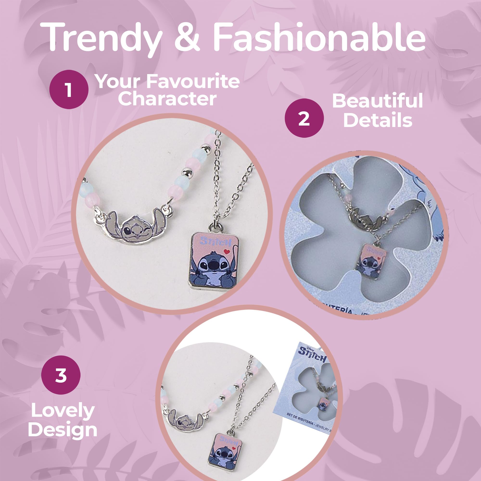 Set de 2 colliers Stitch avec perles et pendentif – Image 3