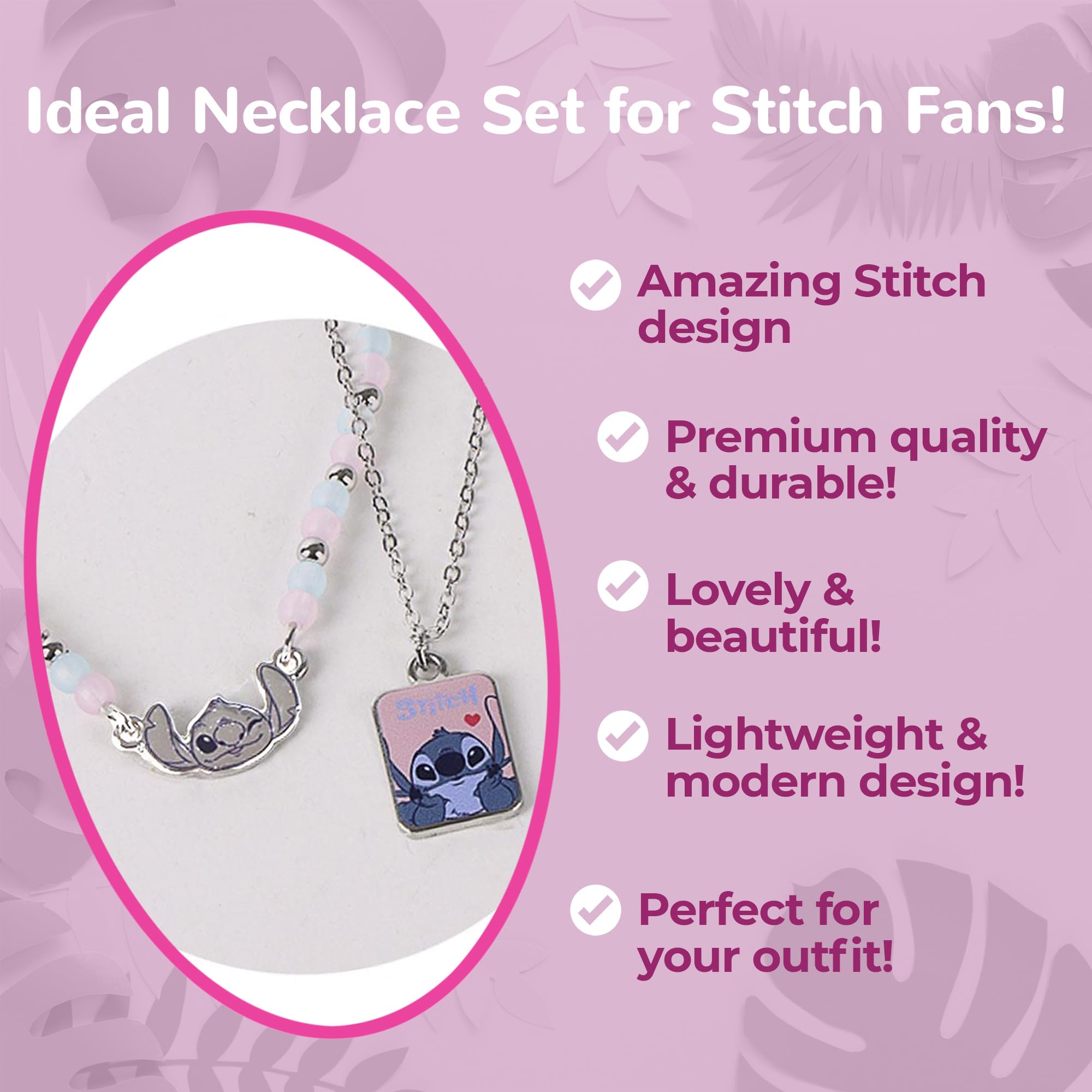 Set de 2 colliers Stitch avec perles et pendentif – Image 4